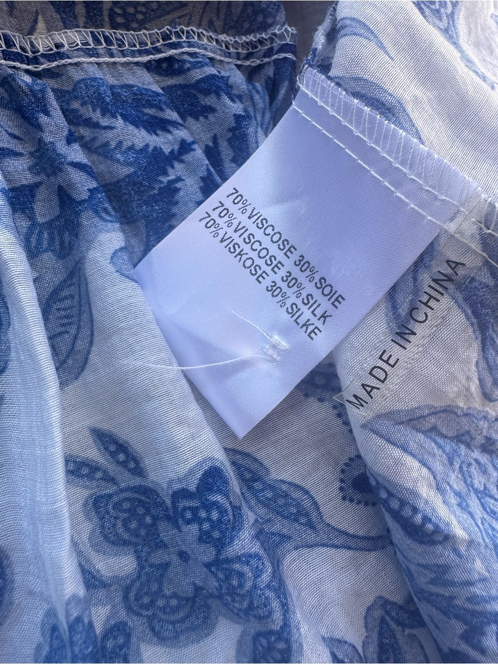 Choklate Paris Blue Floral Tiered Maxi Dress XL Silk Blend Cottagecore - Picture 6 of 12